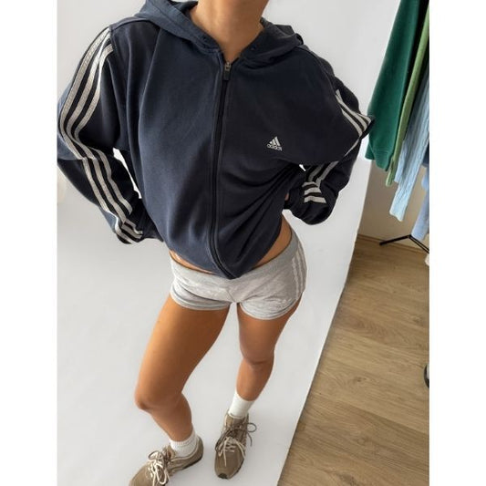 Y2K Adidas Three Stripe Lightweight Hoodie - L