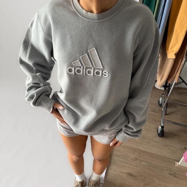 Y2K Adidas Spell Out Hoodie - L