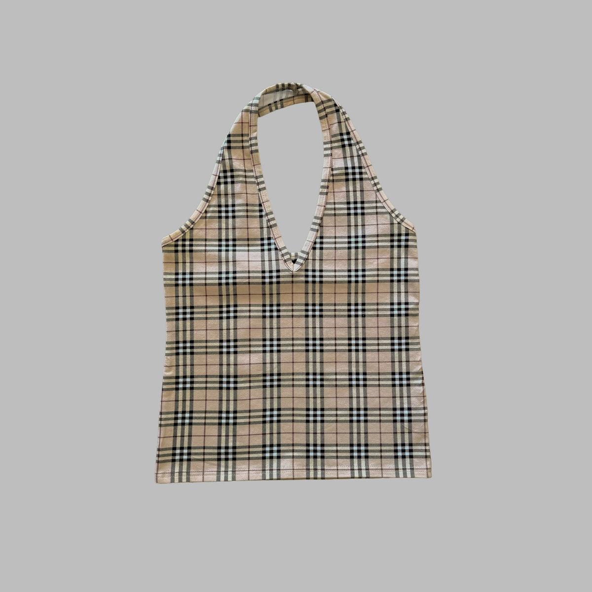 Y2K Burberry Nova Check Halter Neck Top - S