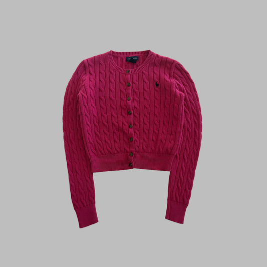 Y2K Polo Ralph Lauren Cable Knit Cardigan - XS