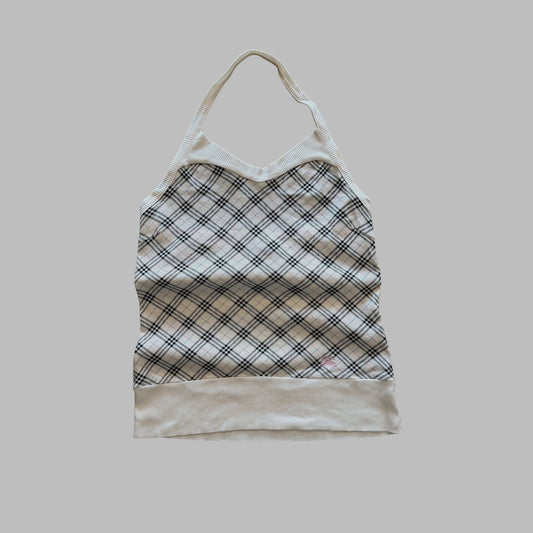 Y2K Burberry Blue Label Nova Check Halter Top - S