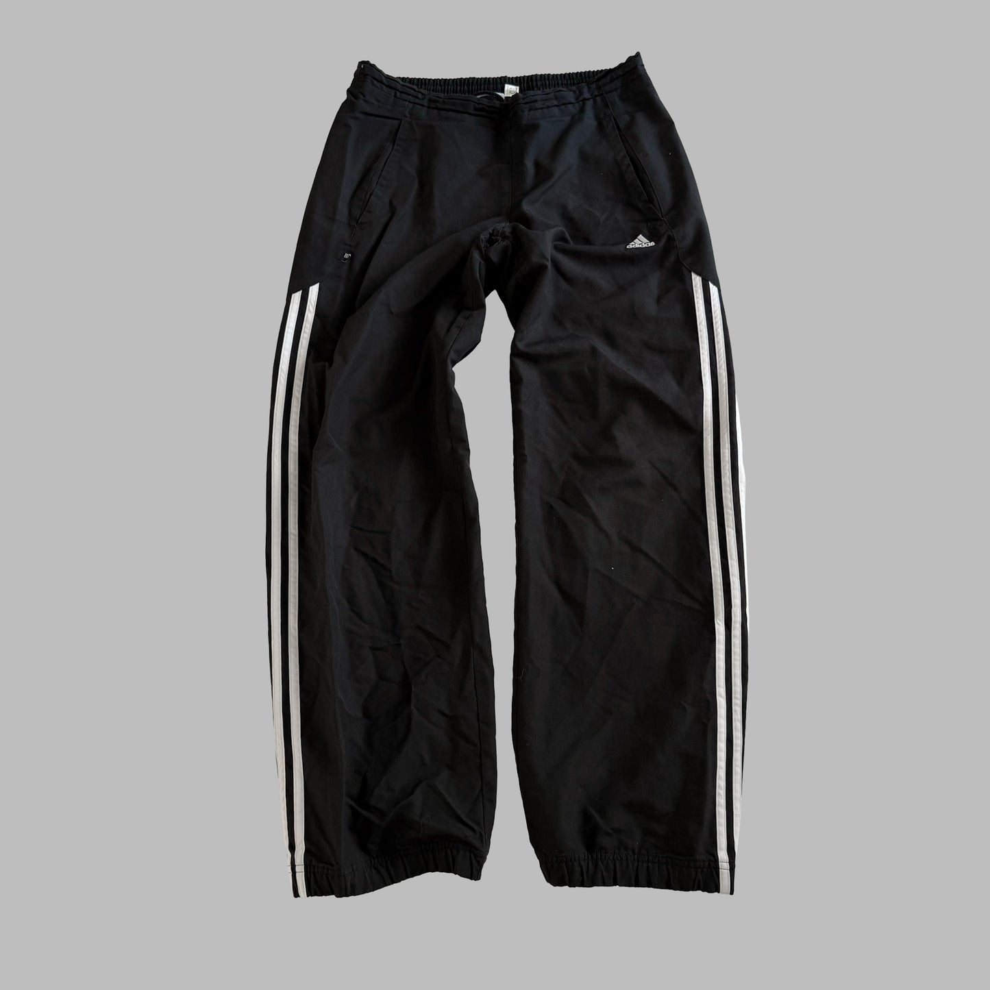 Y2K Adidas Three Stripe Baggy Track Pants - L