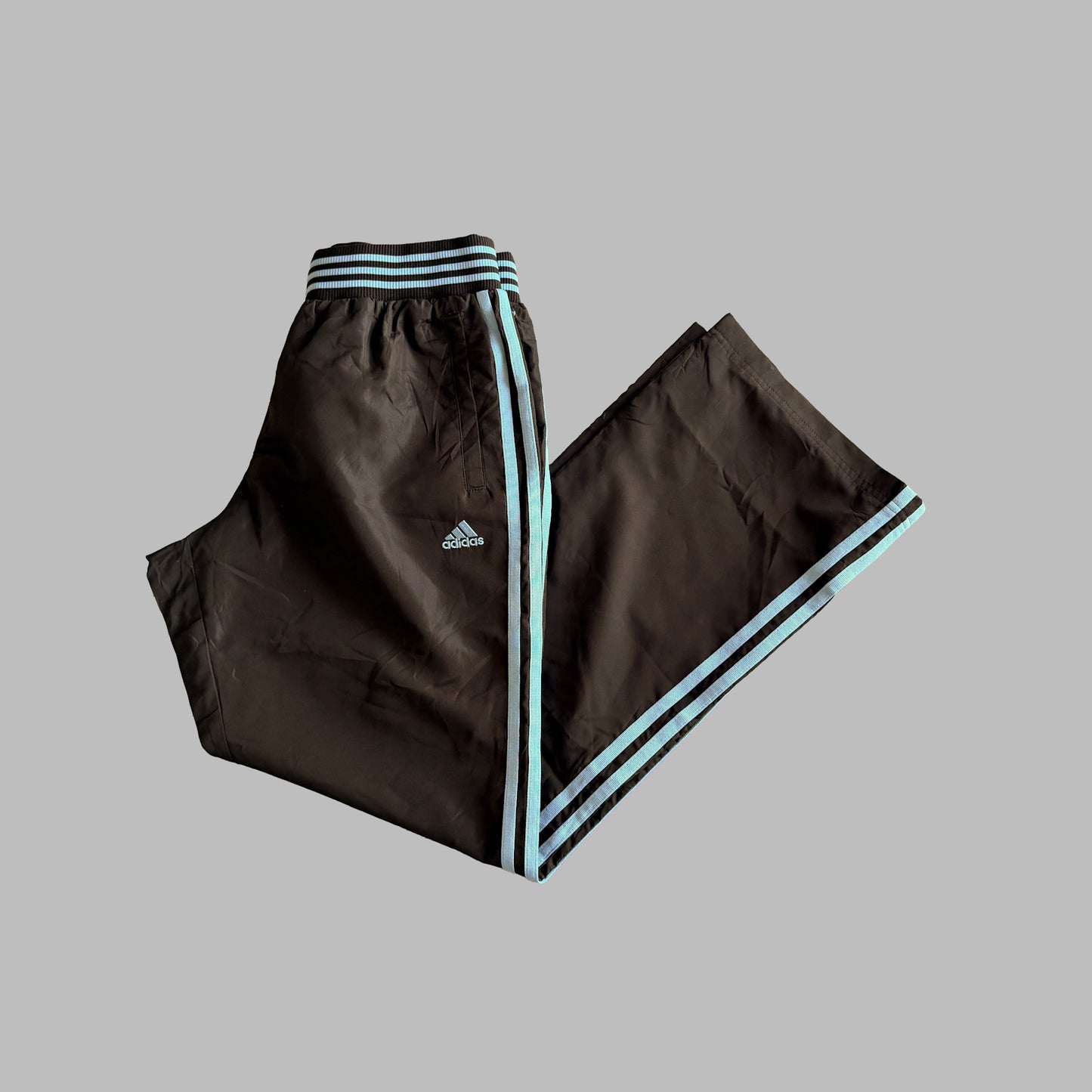 Y2K Adidas Three Stripe Straight Leg Track Pants - S