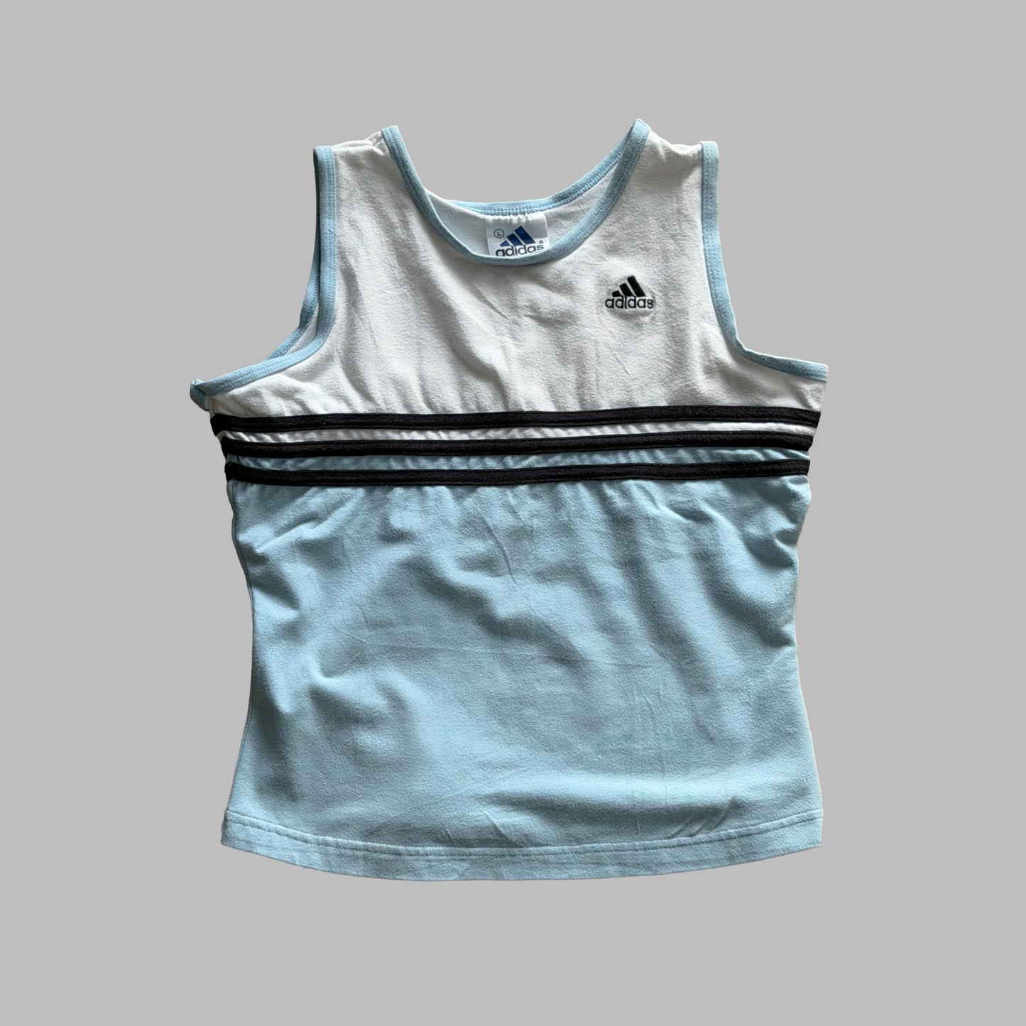 Y2K Adidas Three Stripe Activewear Tank - L