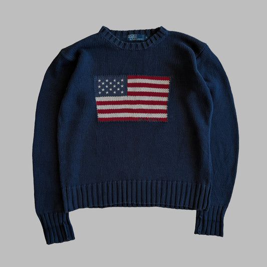 90s Ralph Lauren Flag Heavy Knit - M/L