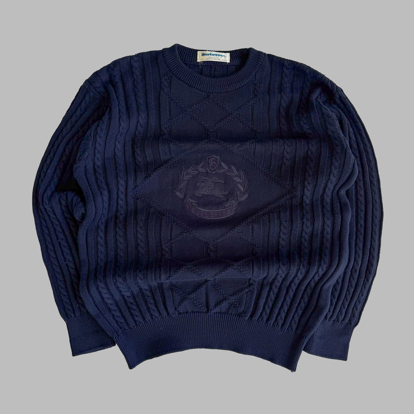 90s Burberry Cable Knit Sweater - L