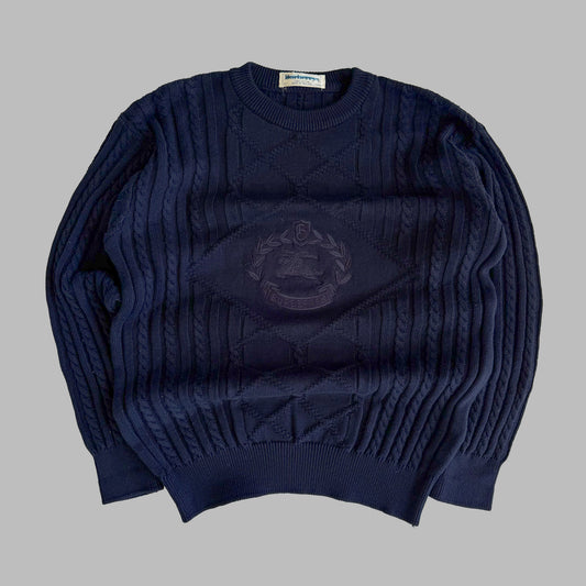 90s Burberry Cable Knit Sweater - L