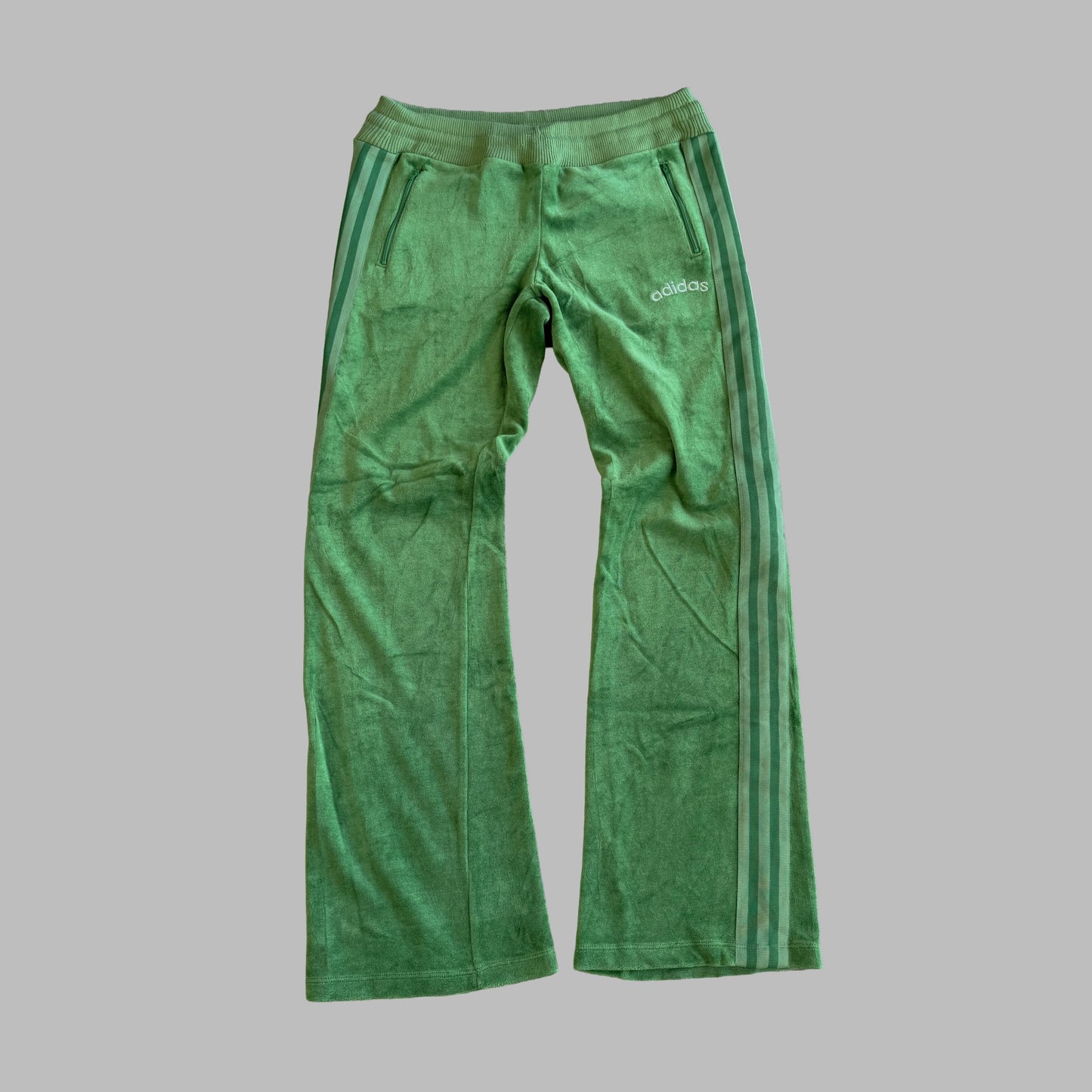Y2K Adidas Three Stripe Velour Velvet Track Pants - M