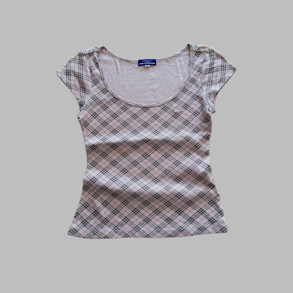 Y2K Burberry Blue Label Scoop Neck Synched Top - M