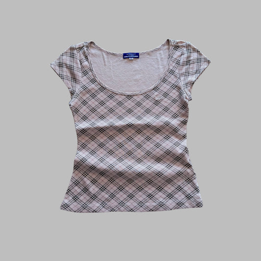 Y2K Burberry Blue Label Scoop Neck Synched Top - M