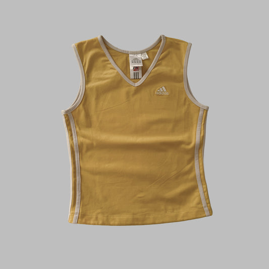 Y2K Adidas Three Stripe V-Neck Activewear Tank - M