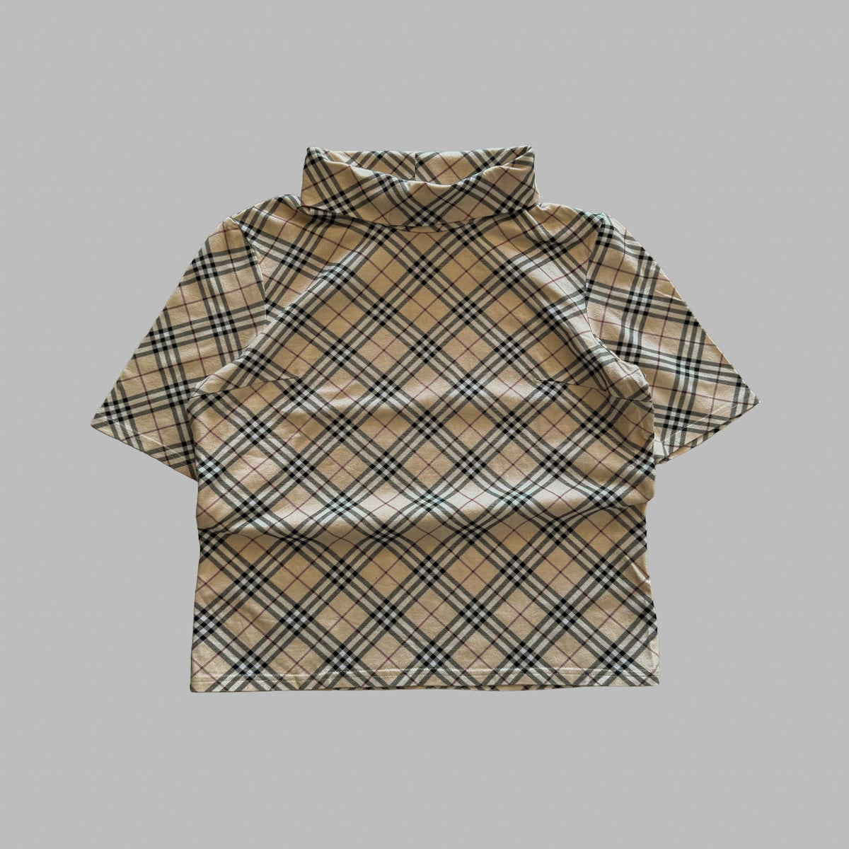 Y2K Burberry Nova Check Turtle Neck Top - M/L
