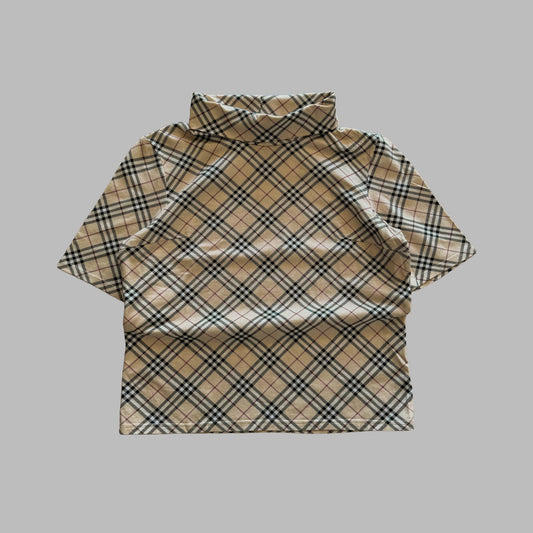 Y2K Burberry Nova Check Turtle Neck Top - M/L