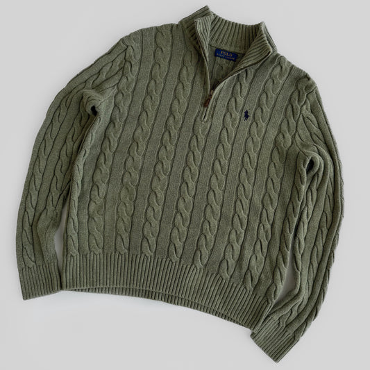 Ralph Lauren Cable Knit Quarter Zip - Large