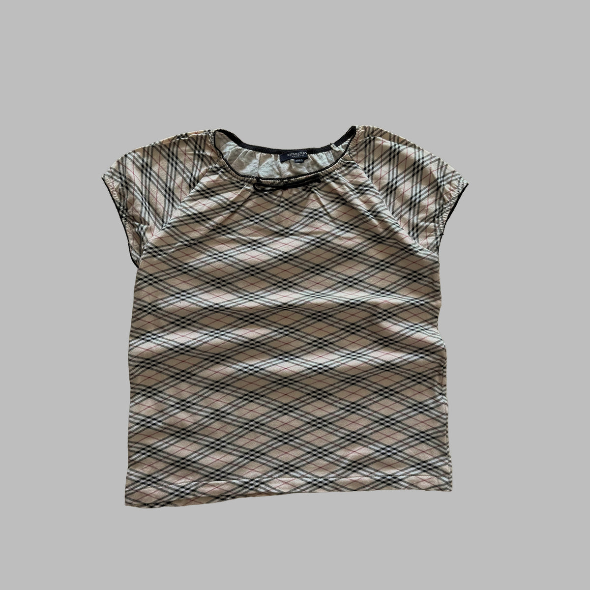 Y2K Burberry Nova Check Cap Sleeve Top - M