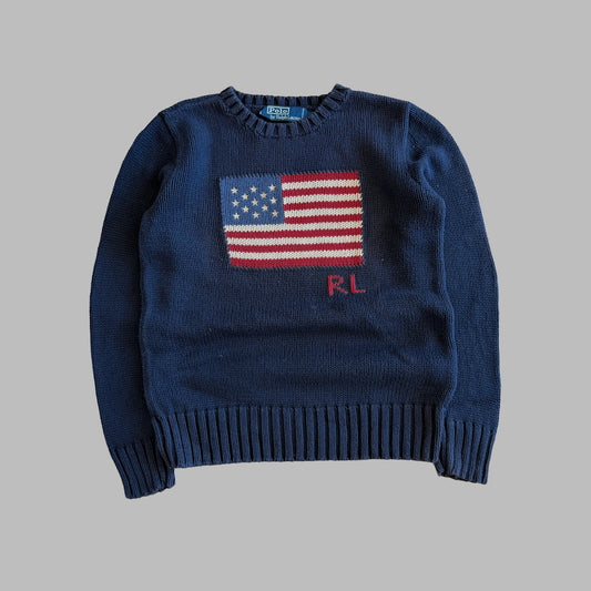 90s Ralph Lauren Flag Heavy Knit - S