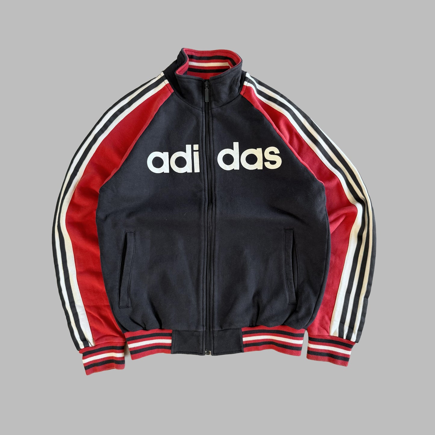 Y2K Adidas Three Stripe Spell Out Track Jacket - S