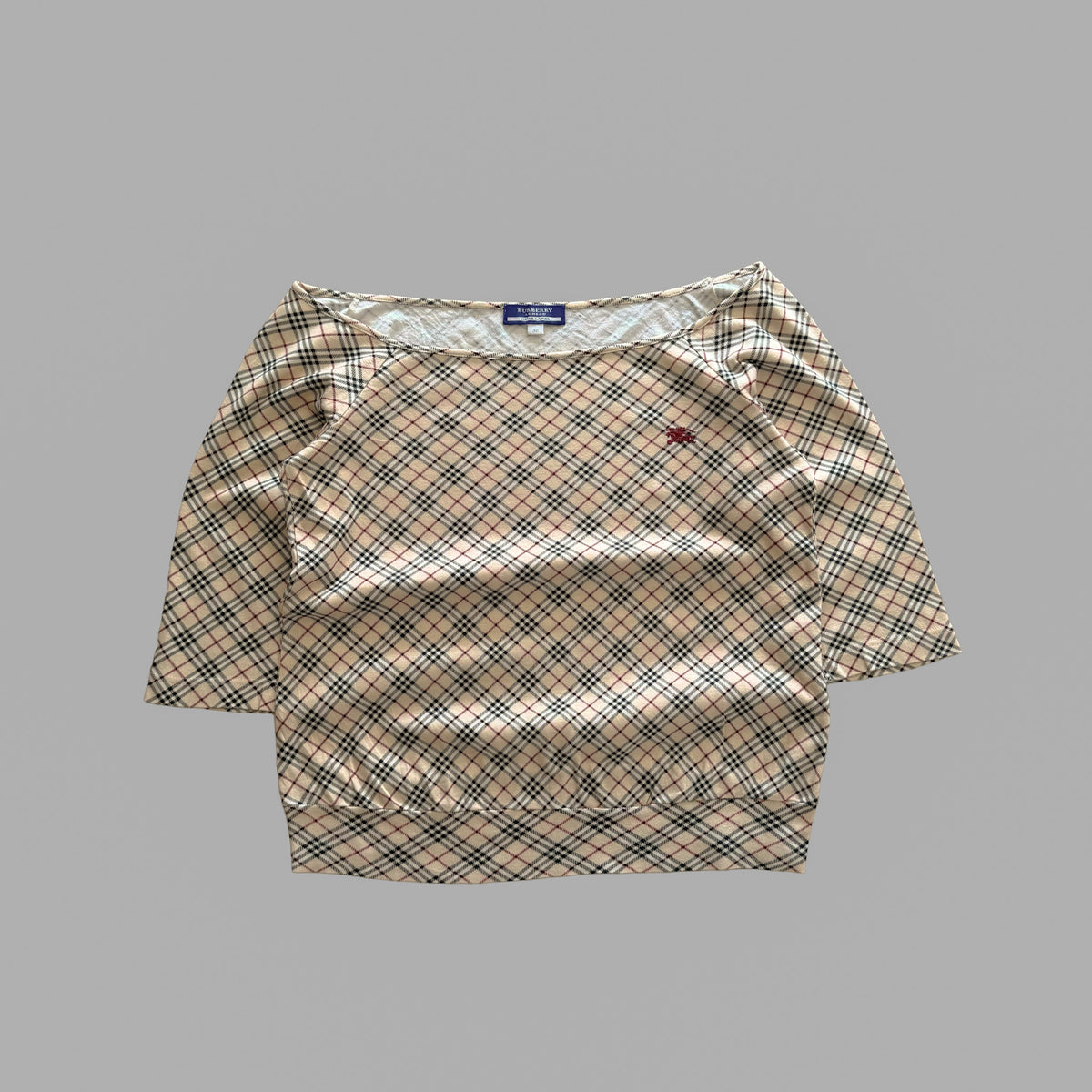 Y2K Burberry Nova Check 3/4 Long Sleeve Top - M