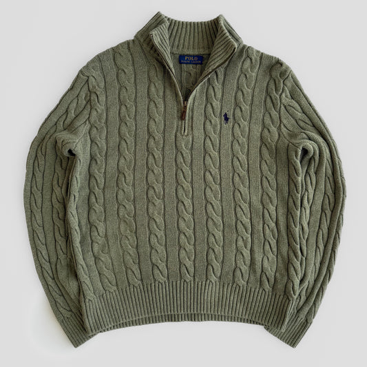 Ralph Lauren Cable Knit Quarter Zip - Large