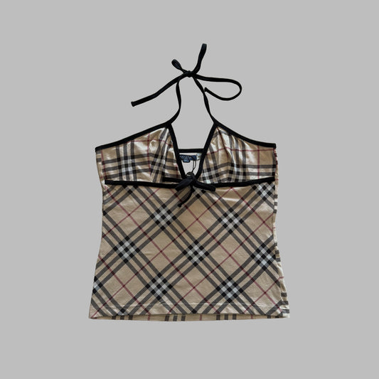 Y2K Burberry Deadstock Nova Check Halter - S