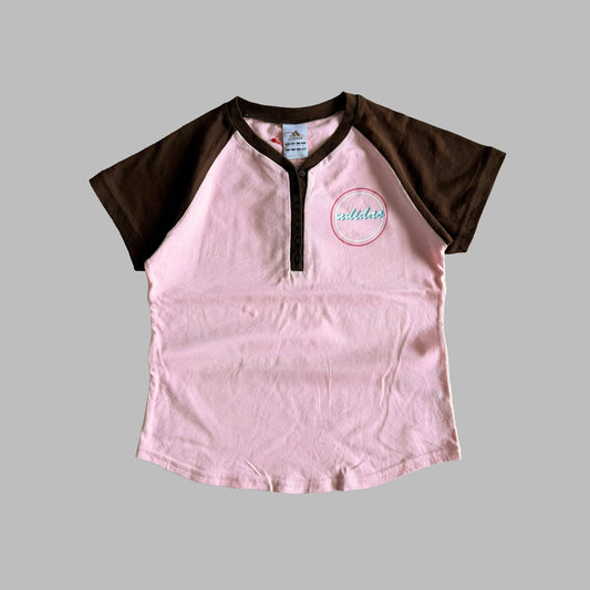 Y2K Adidas Spell Out Raglan Tee - L