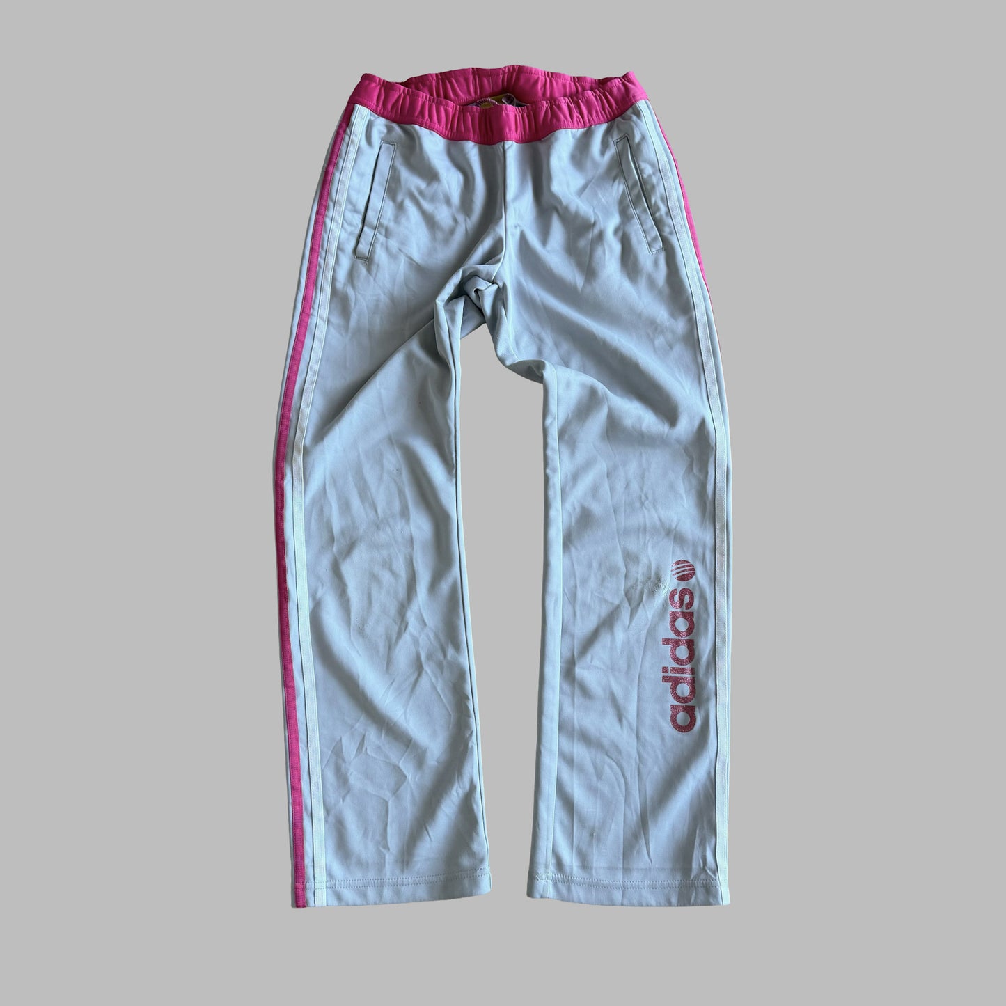 Y2K Adidas Striped Straight Leg Track Pants - S