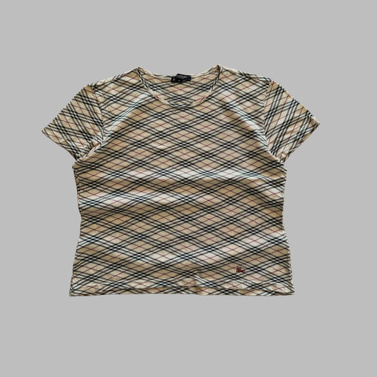 Y2K Burberry Nova Check Fitted Top - L/XL