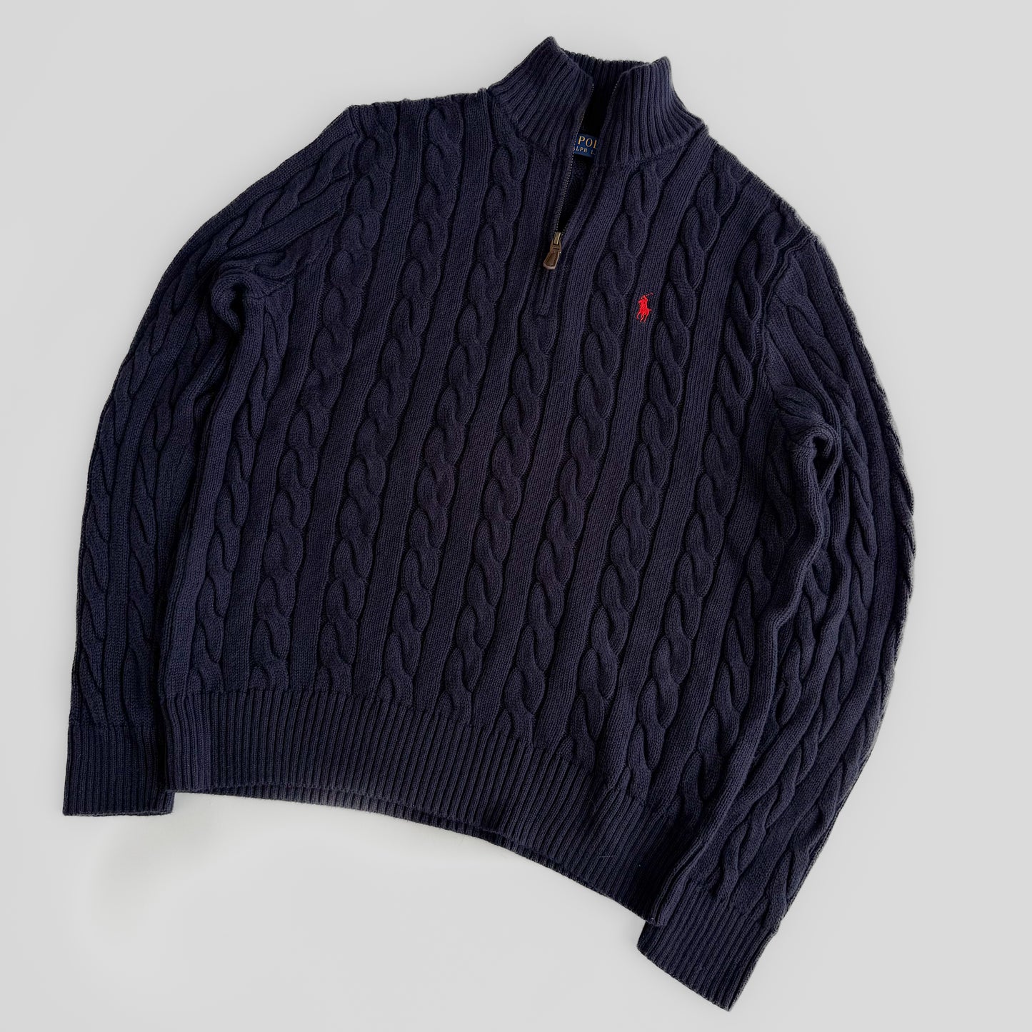 Ralph Lauren Cable Knit Quarter Zip - XL