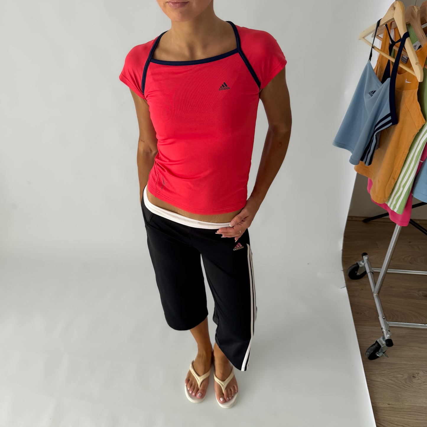 Y2K Adidas Square Neck Activewear Top - S