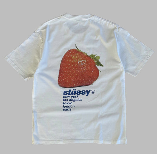 00s Rare Stussy Strawberry T-Shirt - Medium