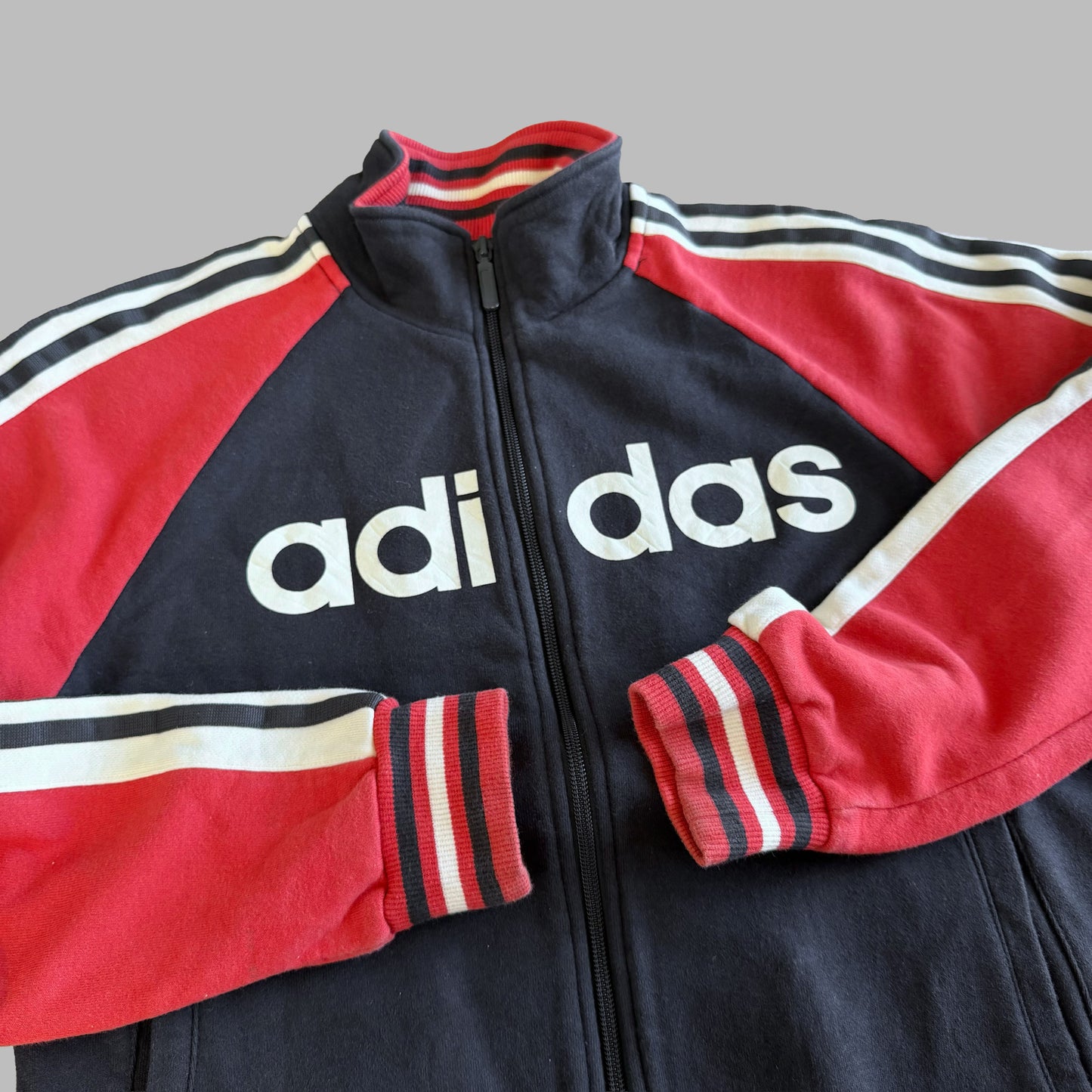 Y2K Adidas Three Stripe Spell Out Track Jacket - S
