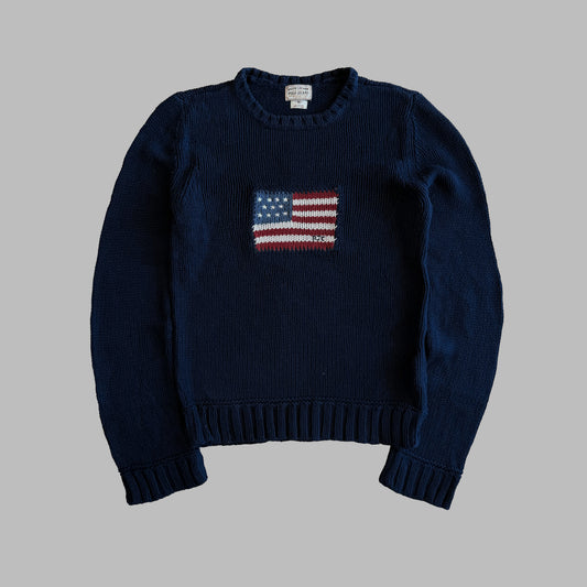90s Ralph Lauren Polo Jeans Co Flag Heavy Knit - S