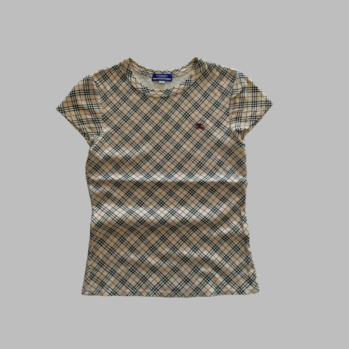 Y2K Burberry Nova Check Fitted T-Shirt - M