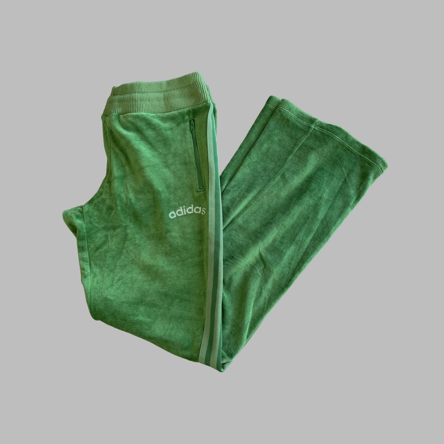 Y2K Adidas Three Stripe Velour Velvet Track Pants - M