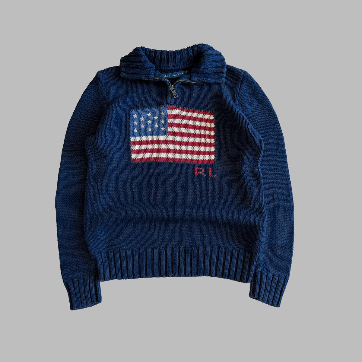 Y2K Ralph Lauren Flag Heavy Quarter Zip - XS