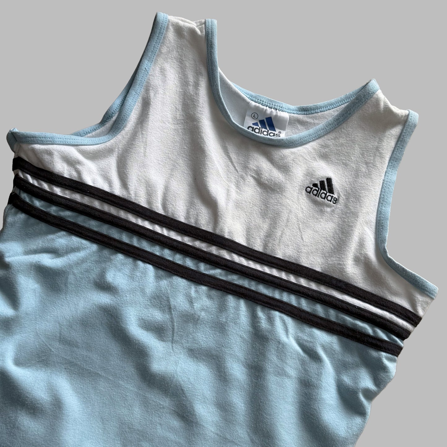 Y2K Adidas Three Stripe Activewear Tank - L