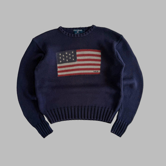 Y2K Ralph Lauren Polo Sport Flag Knit - L