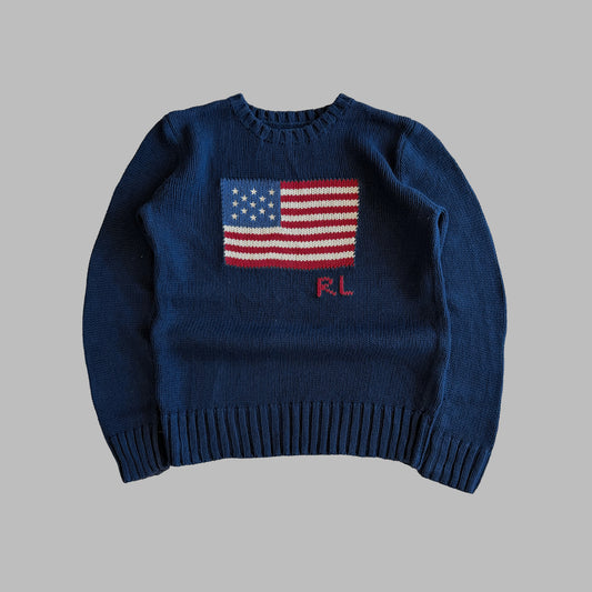 90s Ralph Lauren Flag Heavy Knit - M