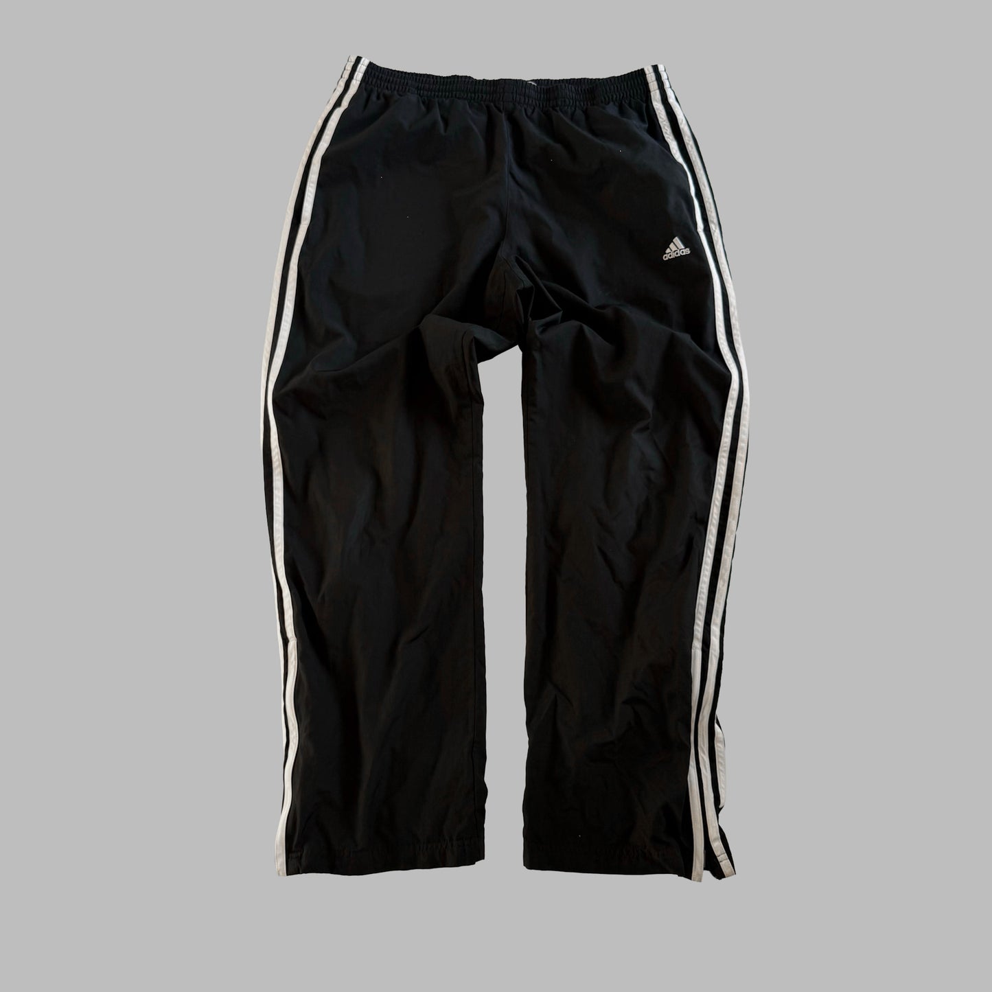 Y2K Adidas Three Stripe Wide Leg Track Pants - M
