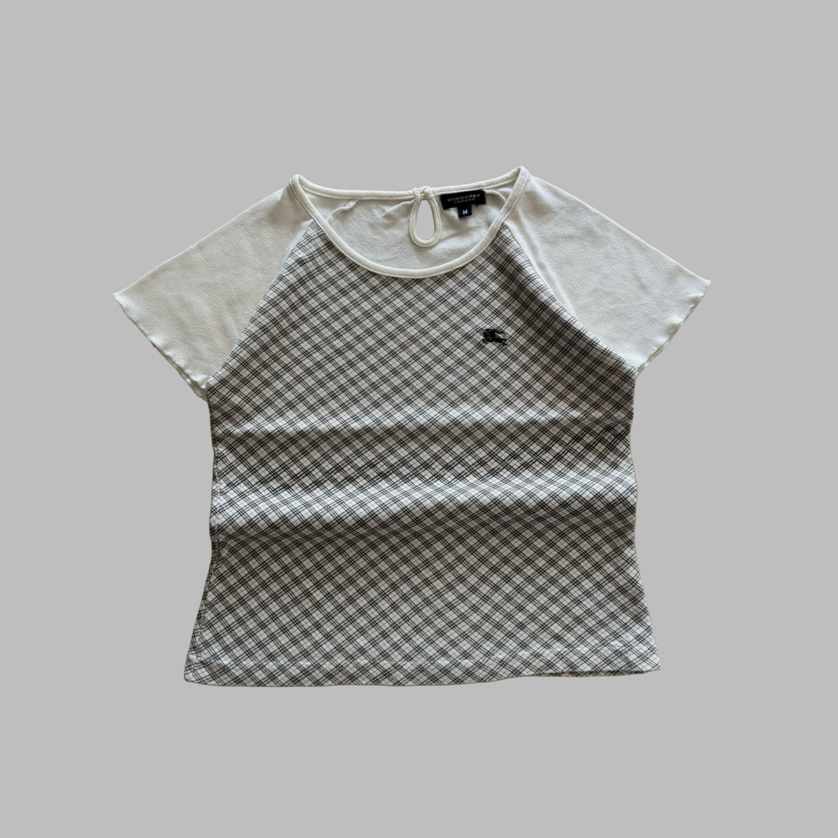 Y2K Burberry Nova Check Raglan Fitted Top - M