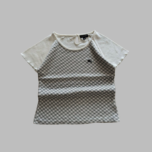 Y2K Burberry Nova Check Raglan Fitted Top - M