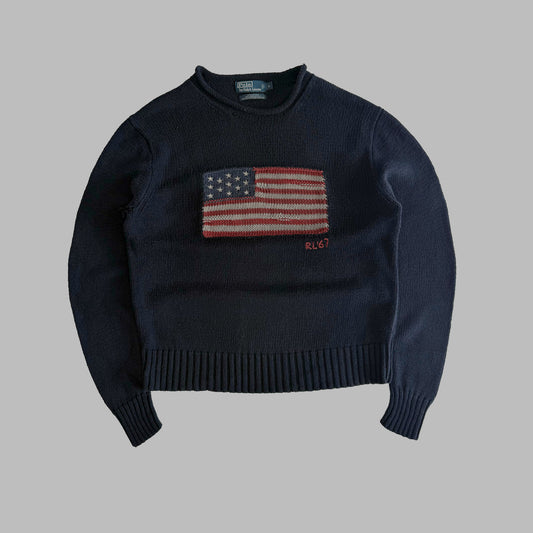 90s Polo Ralph Lauren Classic Flag Knit - L
