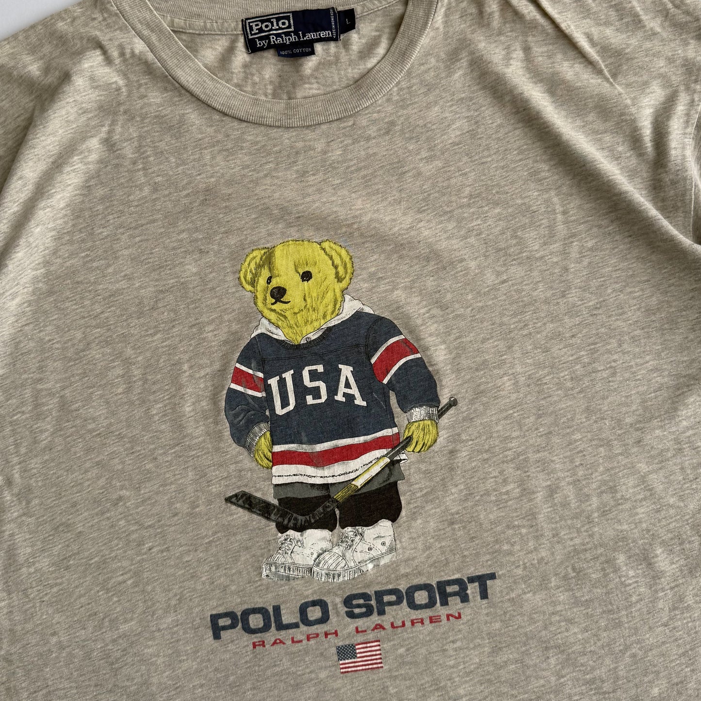 90s Ralph Lauren Hockey Bear T-Shirt - Large