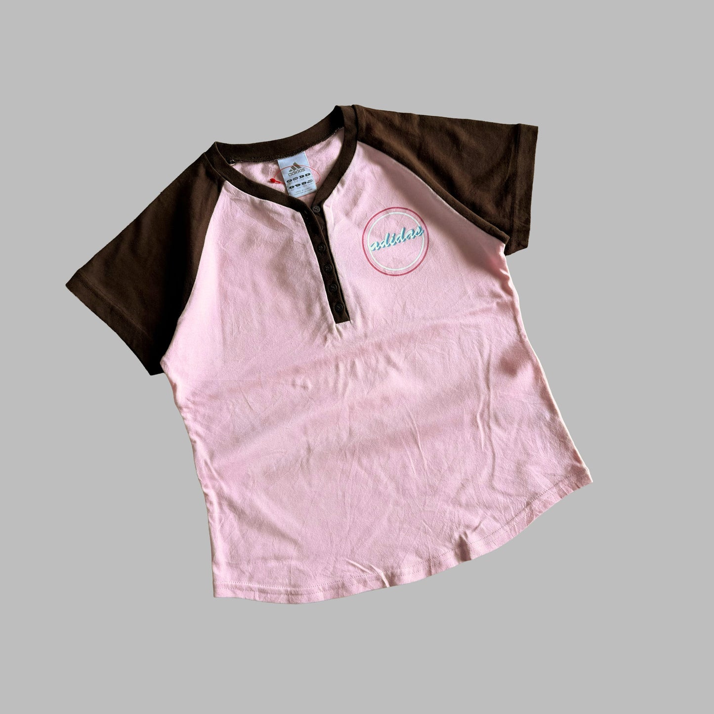 Y2K Adidas Spell Out Raglan Tee - L