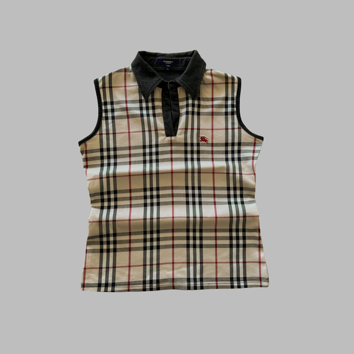 Y2K Burberry Nova Check Polo Top - M/L