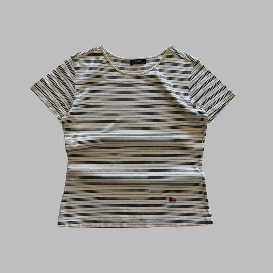 Y2K Burberry Striped Fitted Top - M