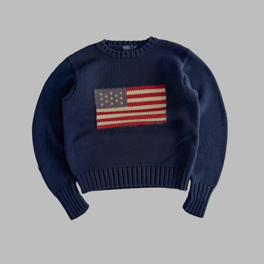 90s Polo Ralph Lauren Classic Flag Knit - S
