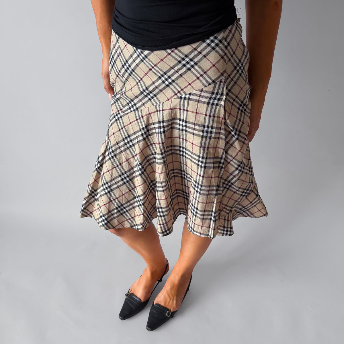 Y2K Burberry Blue Label Flared Skirt - 28"