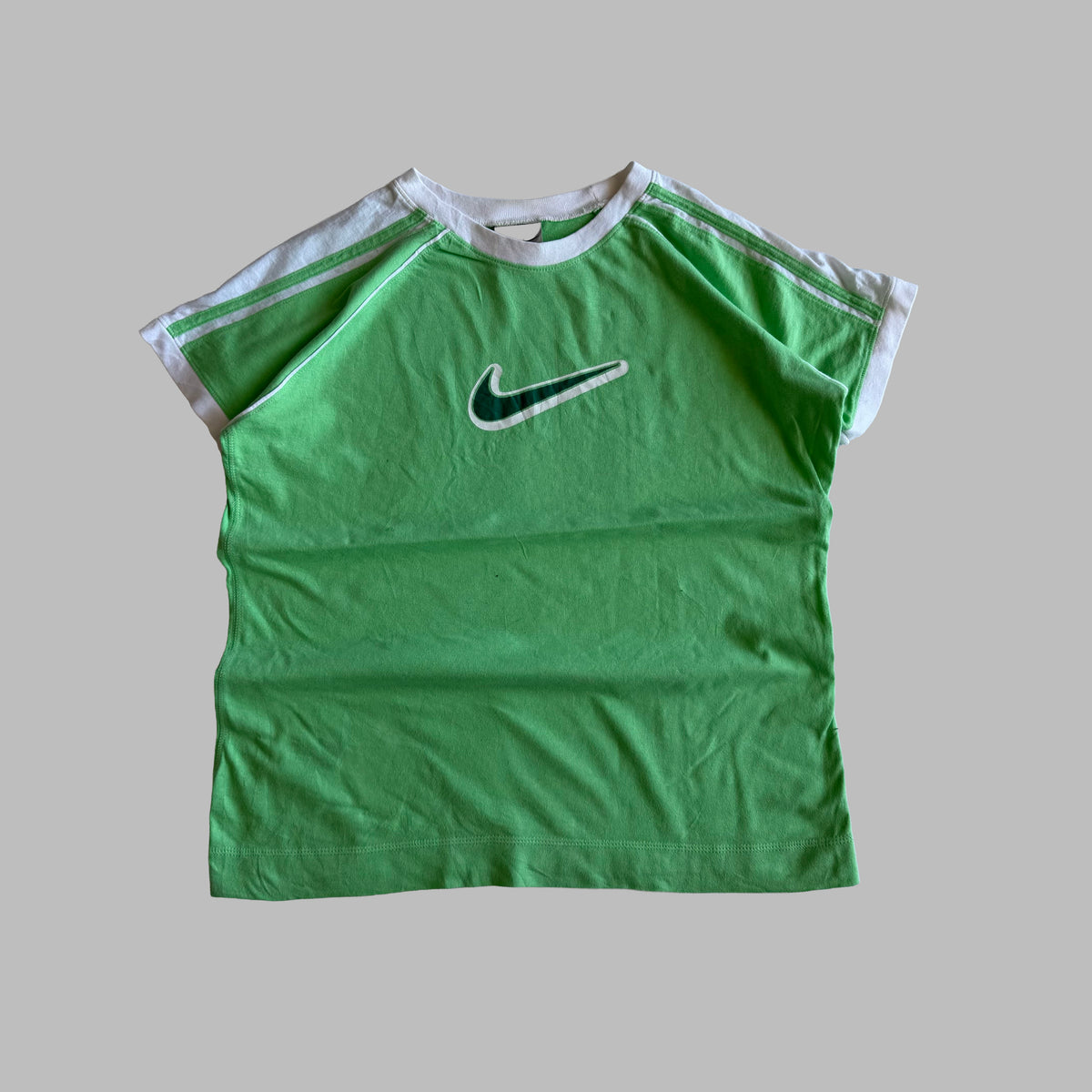 Y2K Nike Centre Swoosh Raglan T-Shirt - M