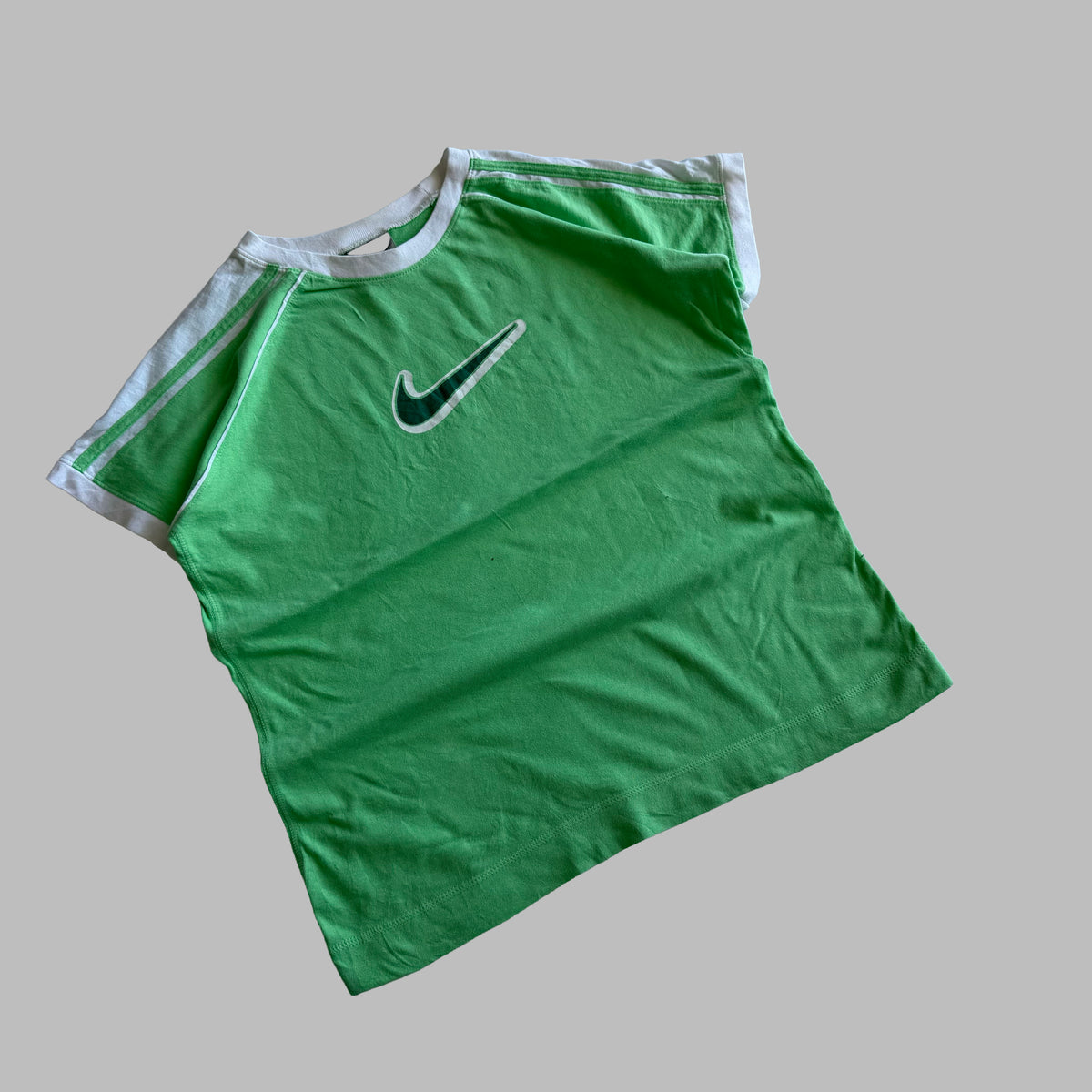 Y2K Nike Centre Swoosh Raglan T-Shirt - M